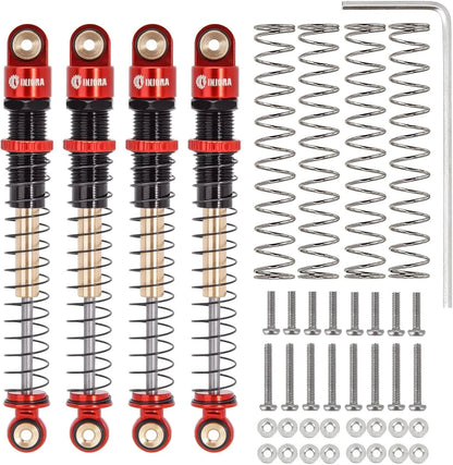 INJORA 51mm Shocks-Long Travel Threaded Double Barrel Damper for Axial Red