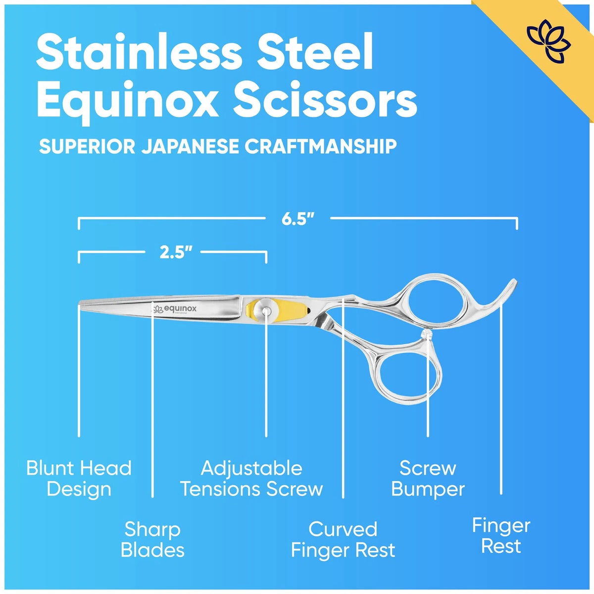 Equinox Professional Razor Edge Series Barber Hair Cutting 6.5 Inch, Silver
