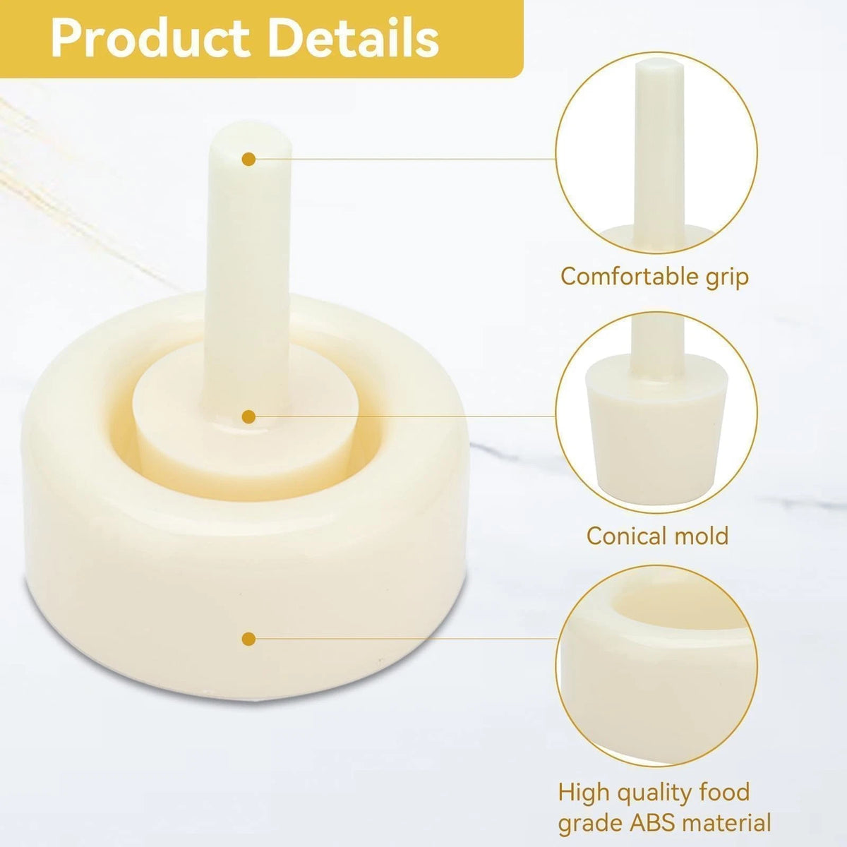 2PCS Waffle Cone Shaper, Ice Cream Maker Roller White