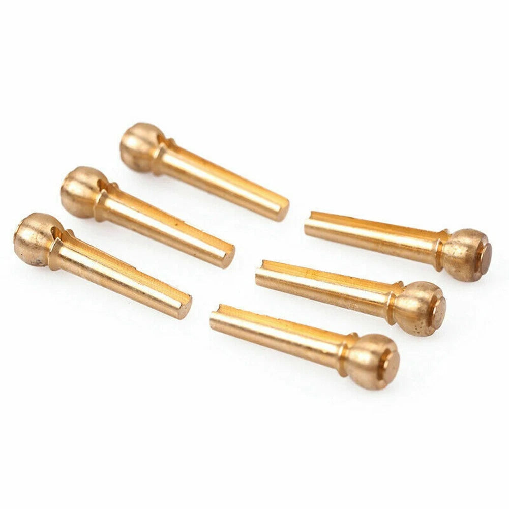 6 Pack Guitar Strings Fixed Brass Pins Bridge Nail Cone Parts For Folk Guitar