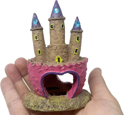 Small Cartoon Aquarium Castle Decor, Fish Tank Fairy Pink Hide