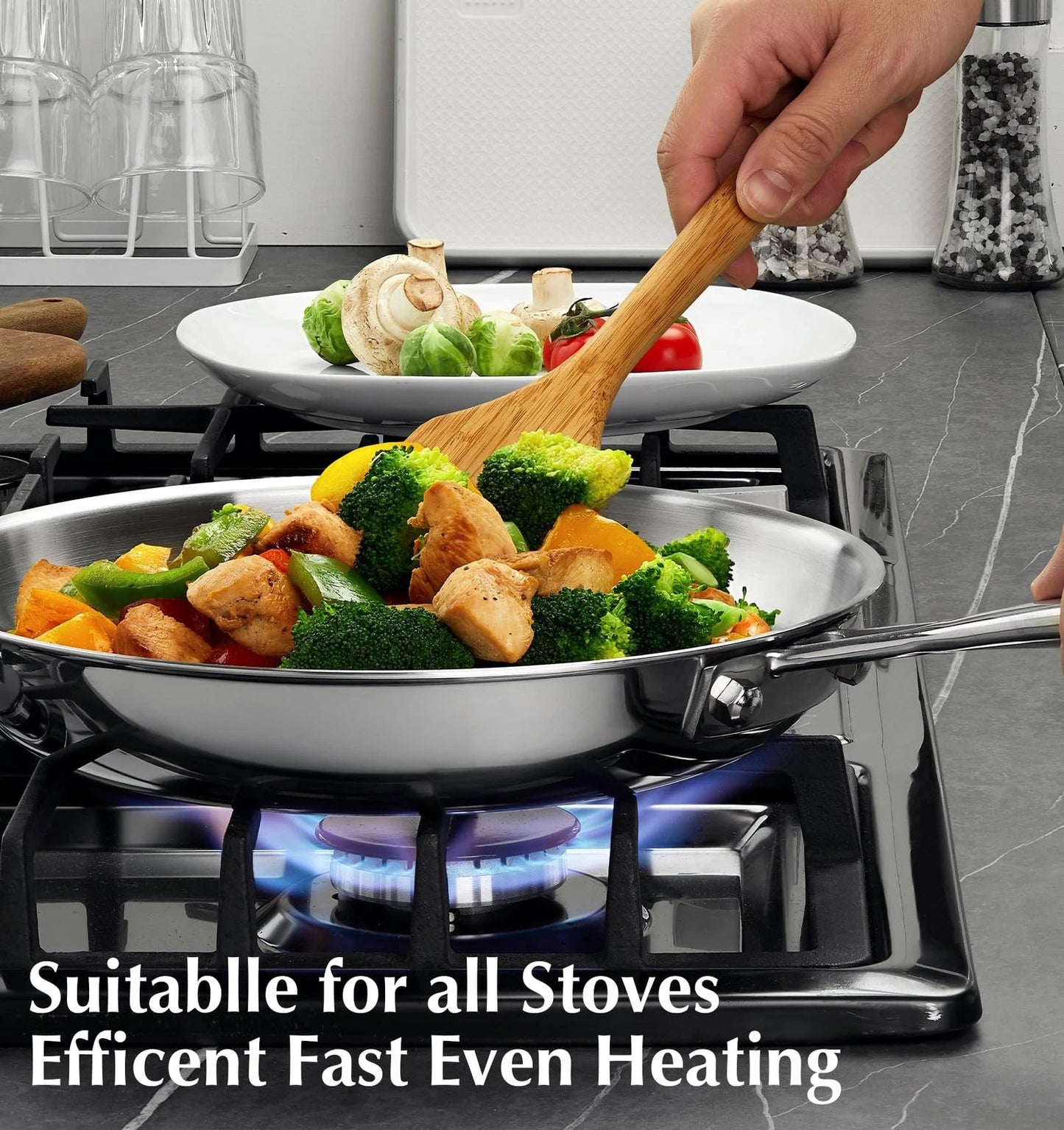 KOCH SYSTEME CS Stainless Steel Pan 8 Inch, Tri-Ply 8 Silver