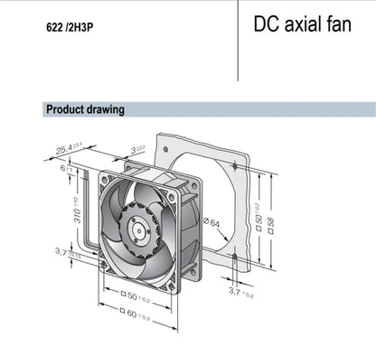 Ebmpapst 622/2H3P Axial Fan DC 12V 5.5W 9700RPM ??60*25MM Cooling Fan