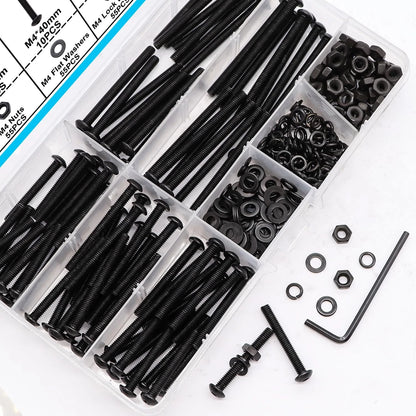 220PCS Black M4 Button Head Hex Socket Cap x 30/35/40/45/50mm,