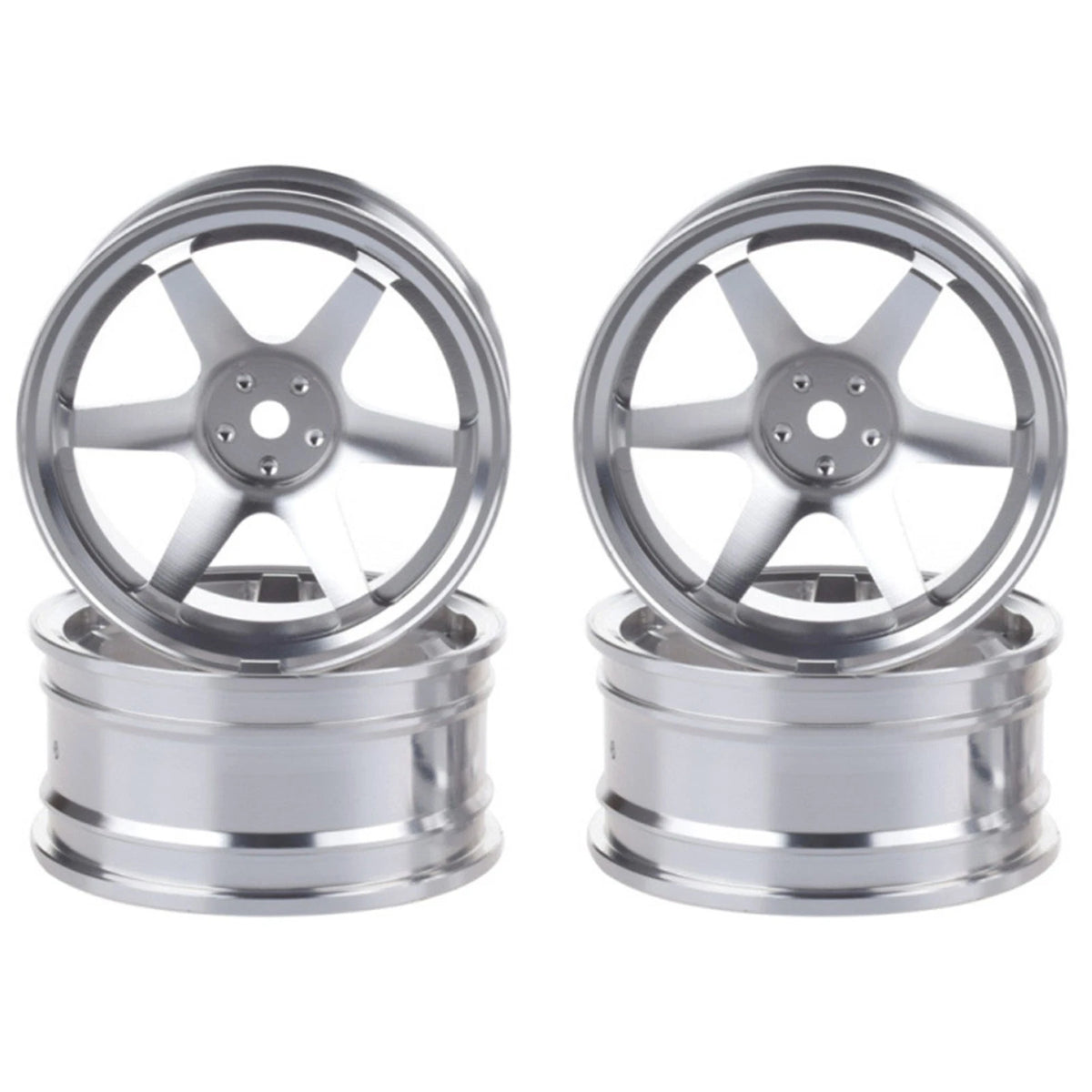4Pcs Silver Aluminum Alloy Wheel Rims Hub For 1/10 RC Car Crawler Replacement hq
