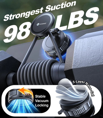 VICSEED Ultimate for Magsafe Car Mount [98+LBS Strongest Suction] 360° Black
