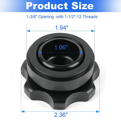 Black Fill Plug Cap & Aluminum Bung Kit – 1-3/8" Opening, 1-1/2"-12 Threaded‌