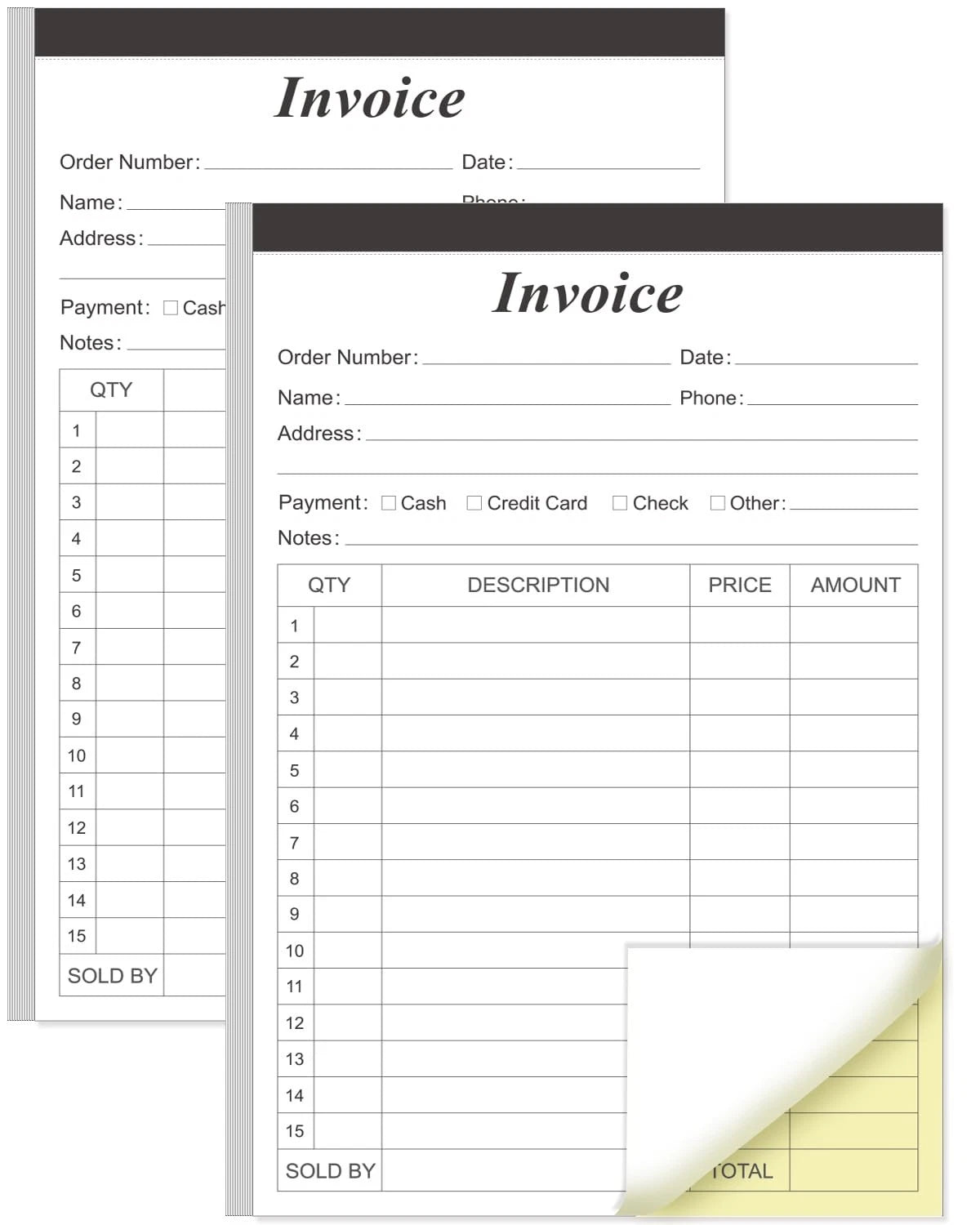(2-Pack) Invoice Receipt Book with Cardboard 2-Part Carbonless, 5.5" x 8.5"...