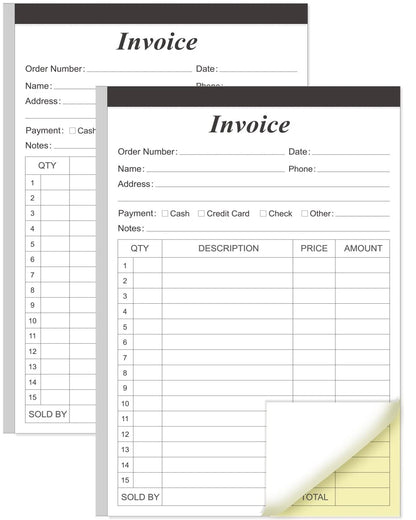 (2-Pack) Invoice Receipt Book with Cardboard 2-Part Carbonless, 5.5" x 8.5"...