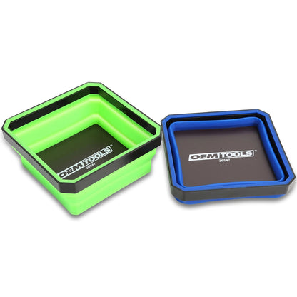 OEMTOOLS 26547 Magnetic Foldable Tray, 2 Pack, Small, Blue and Green