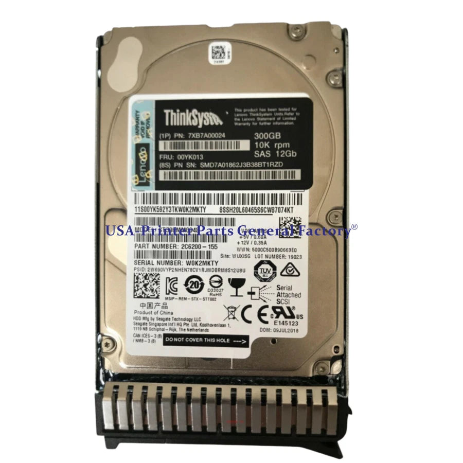 Compatibe For 7XB7A00024 00YK013 2.5" 300GB 10K SAS 12Gb Hot Swap 512n HDD
