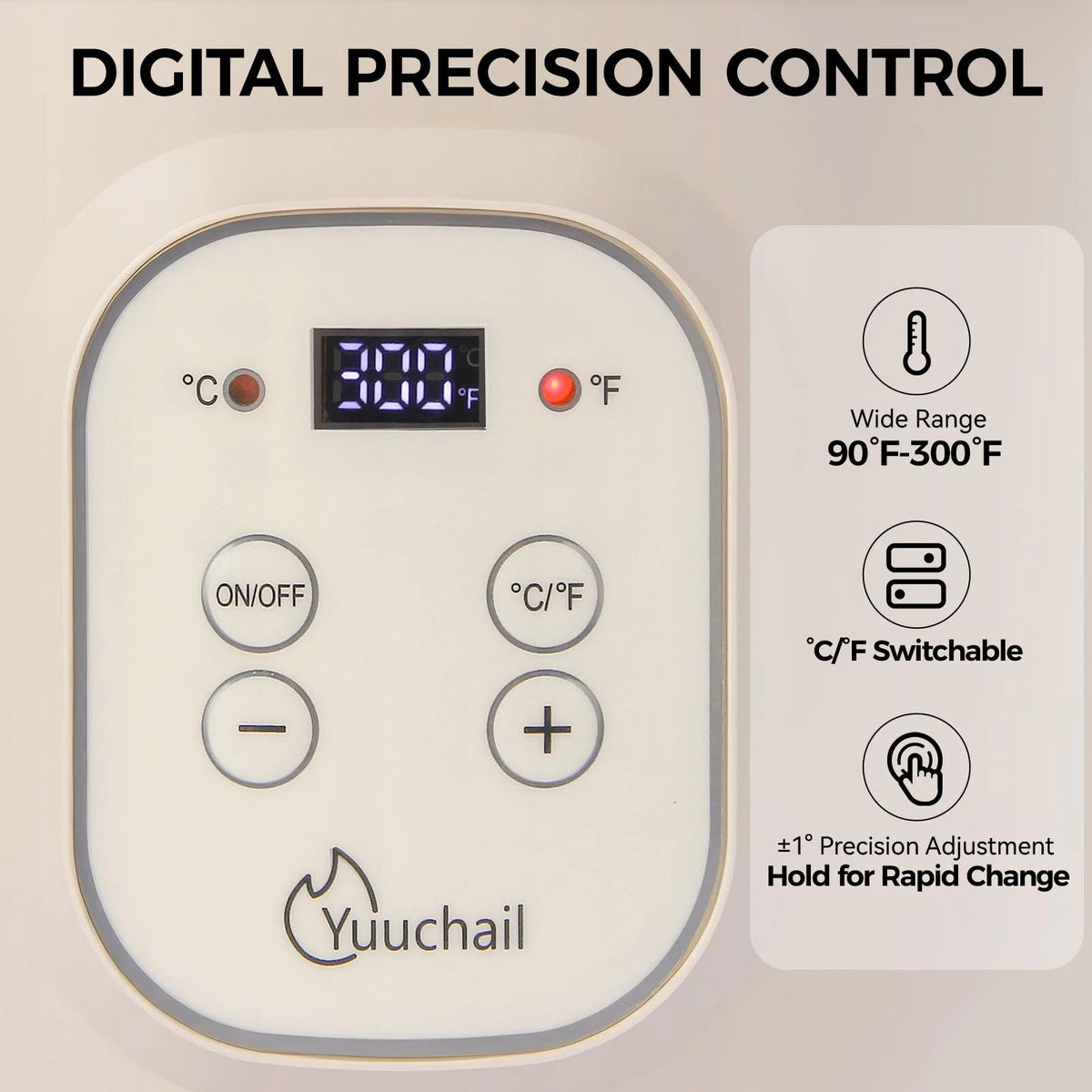 Yuuchail 1.6QTs Electric Wax Melter with Digital Display, Precise Temp Beige
