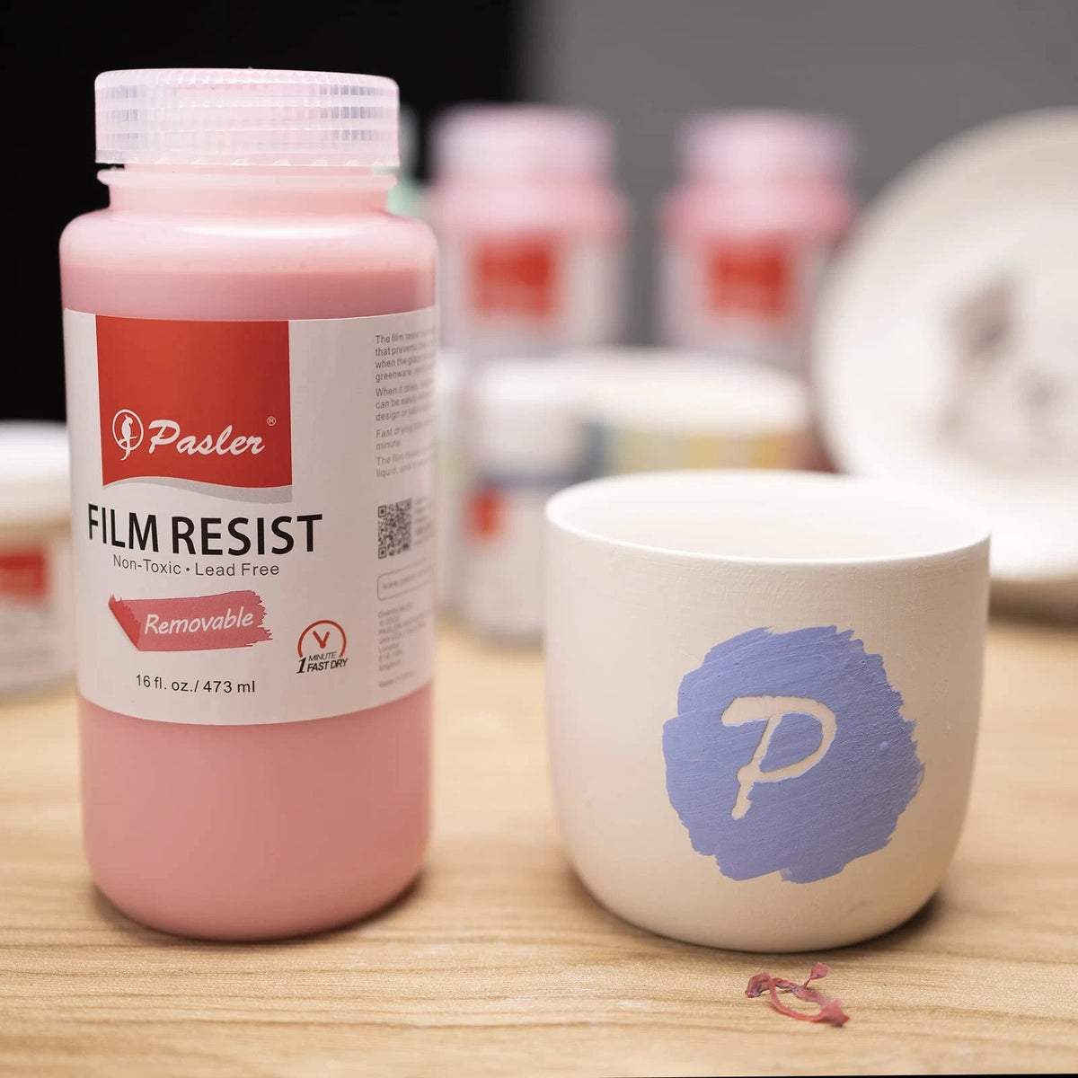 Pasler Film Resist,Latex Resist, for Pottery Bisque 16 Fl Oz (Pack of 1), RED