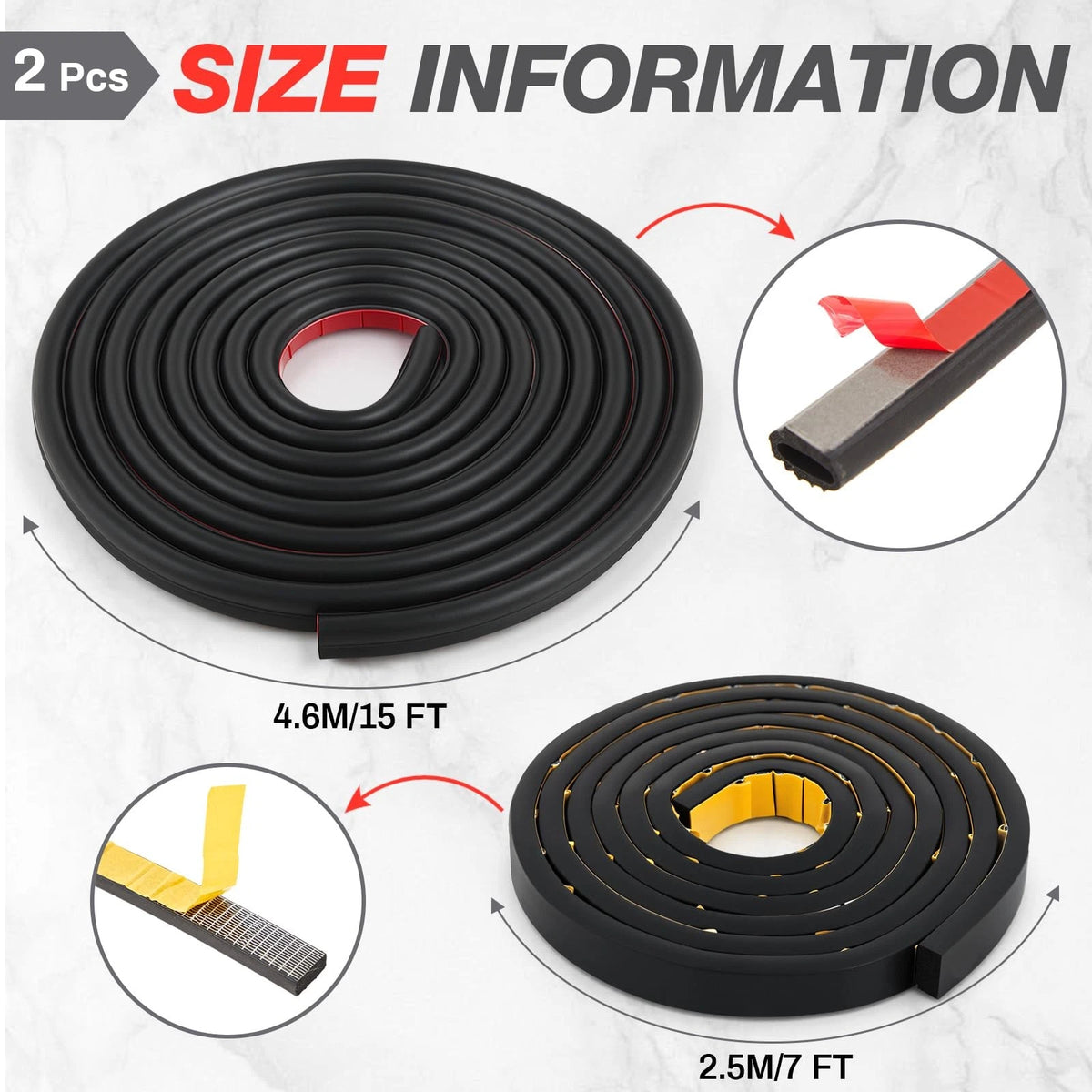 Pangda 2 Pack Toolbox Weather 2.5 meters flat, 4.6 spherical, Black