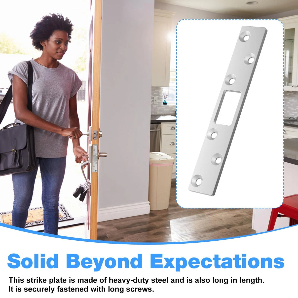 RO6G 72001 Brushed Satin Nickel Lock Short Strike Plate with 12 Silver