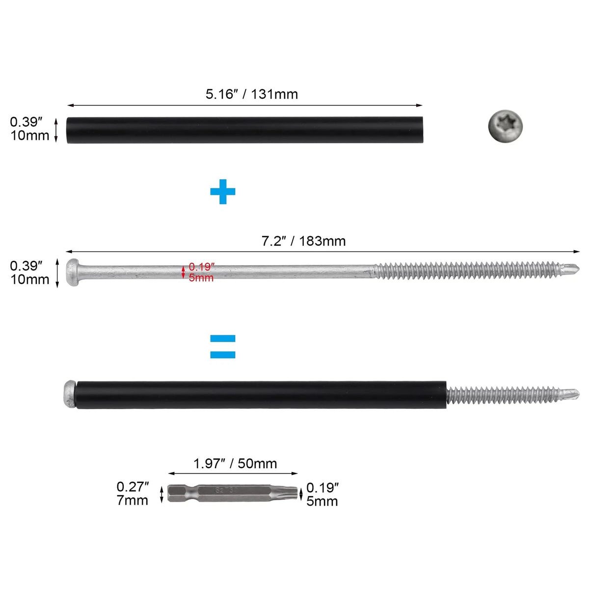 Xadnitu 10 Pieces 7" Gutter Screws with Ferrules and Driving Black, Silver