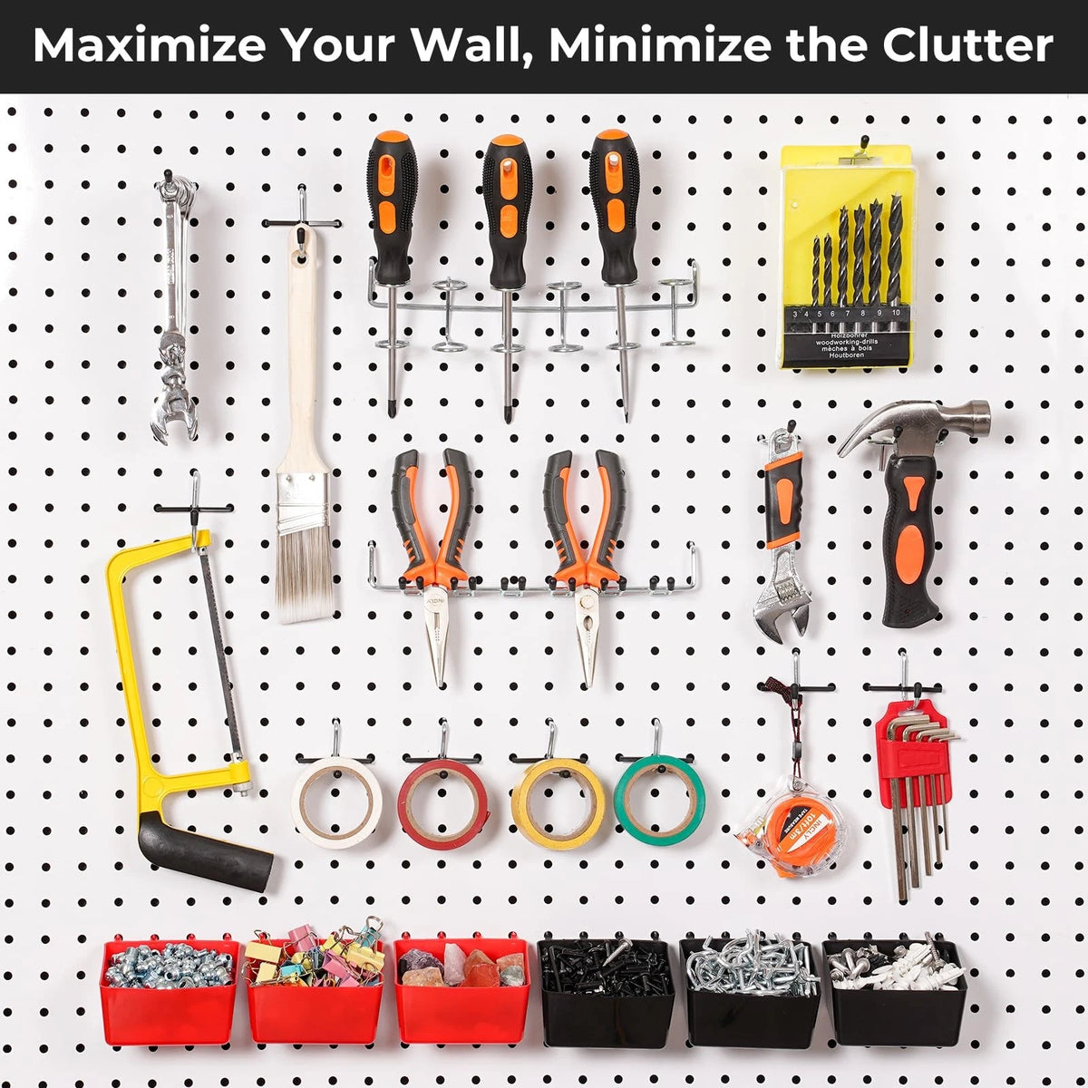 INCLY 126PCS Peg Board Organizer Accessories Kit, Pegboard 126 PCS, Silver