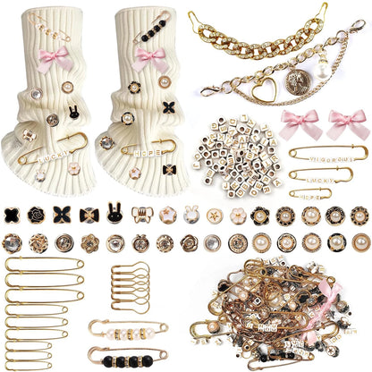 Molirex 151 Pcs Junk Socks Charms, Gold Shoe Charms for Sneakers Gold-151