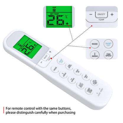 RG36A11/BGEF Remote Control For Midea BGH Air Conditioner With backlight