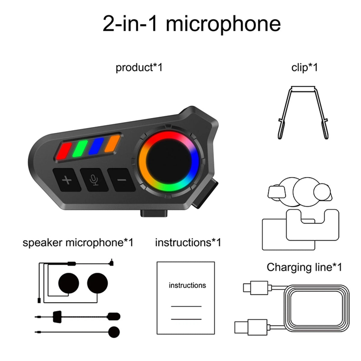 Pull Start Unit Motorcycle Helmet Headset with Bluetooth 6.0 IP65 Stereo Sound