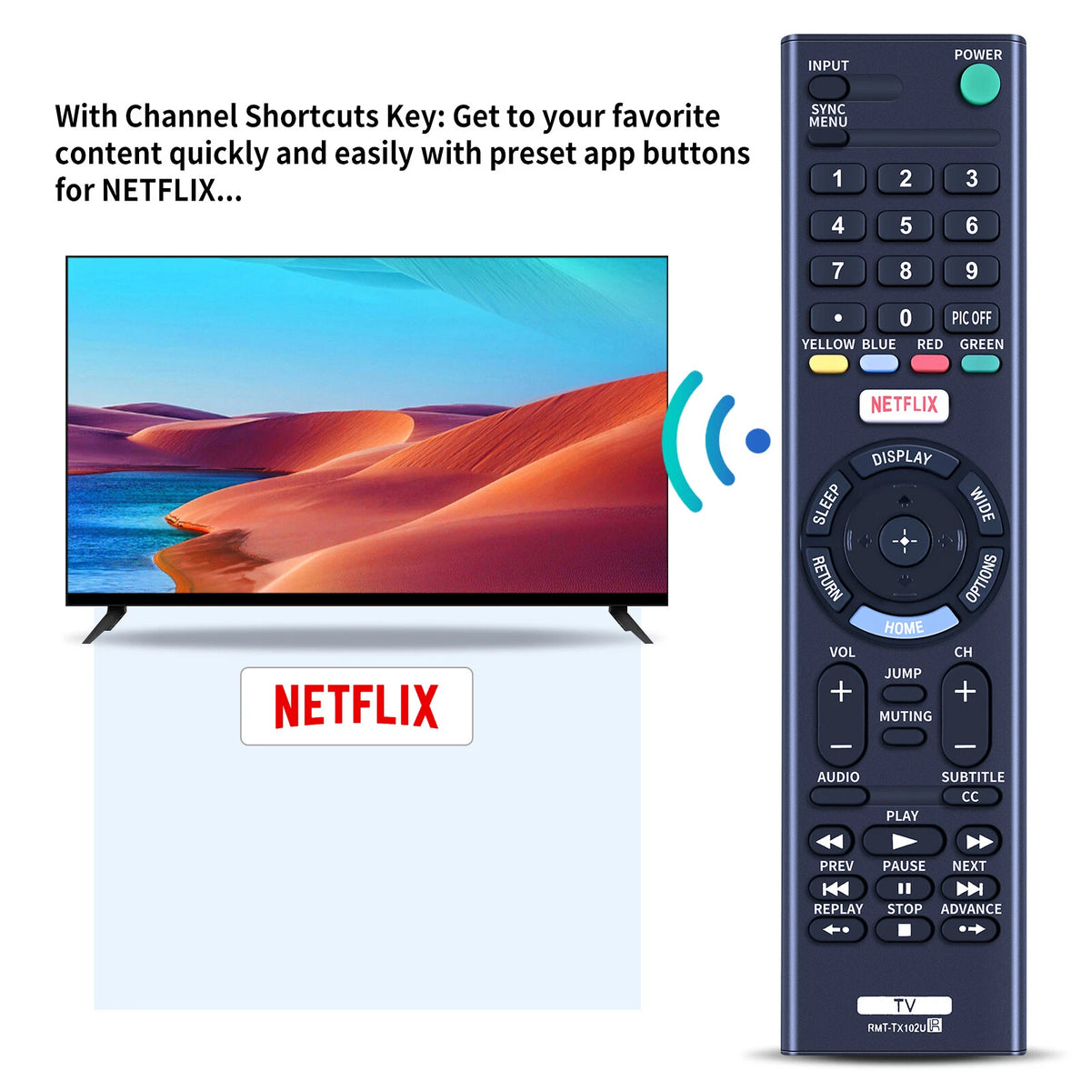 RMT-TX102U Remote Control For Sony Bra TV KDL-40R550C KDL-48W650D