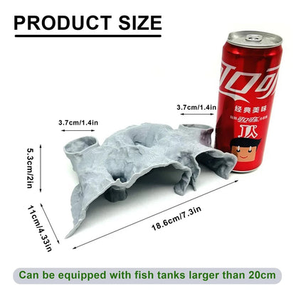 LIYAOLI Aquarium Cave Tunnel 3D Printed - Fish Tank Medium, Grey - 01