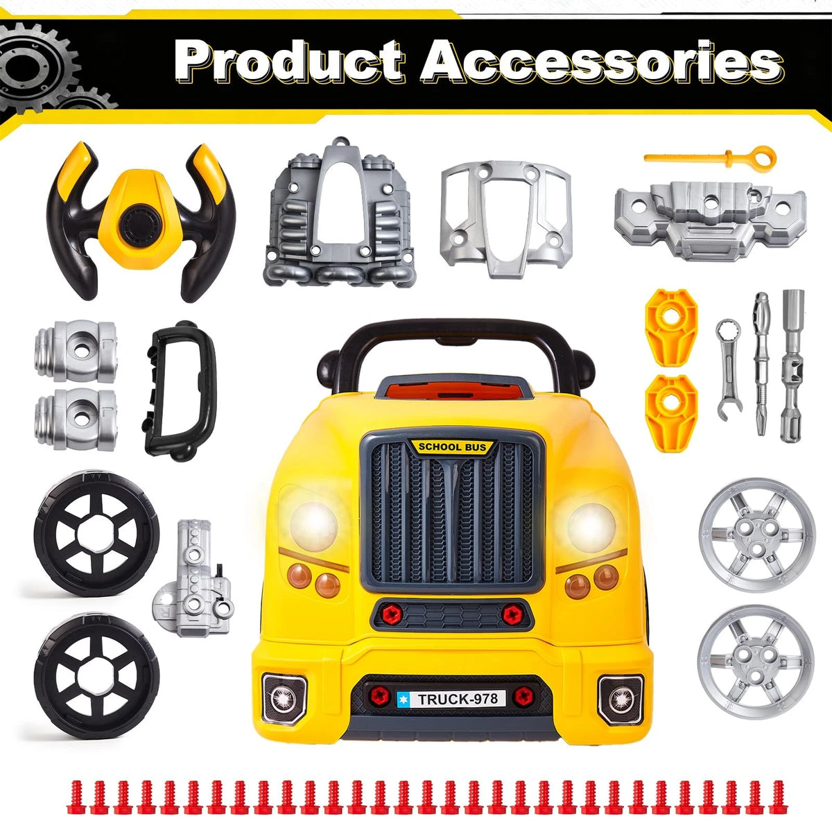 CL FUN Large Truck Engine Toy for Kids: Mechanic Repair Car Kit Toddlers...