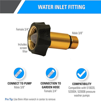1 Pcs 7110166 Pressure Washer Pump Parts Water Inlet 3/8" and "3/4, Gold