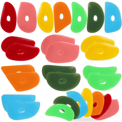 Sherr 21 Pcs Soft Ribs for Pottery Clay Silicone Rib Ceramics Bright Color