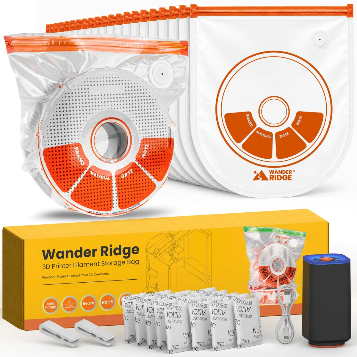 20 PCS U-Shaped 3D Filament Storage Bags Kit, Printer Accessories for...