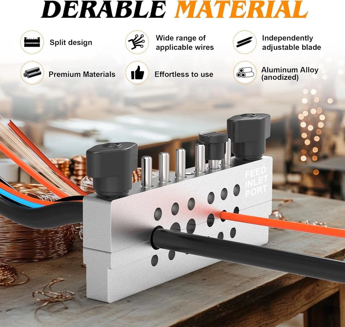 Split-Type Scrap Copper Wire Stripper Machine Kit with 6 Tungsten Silver