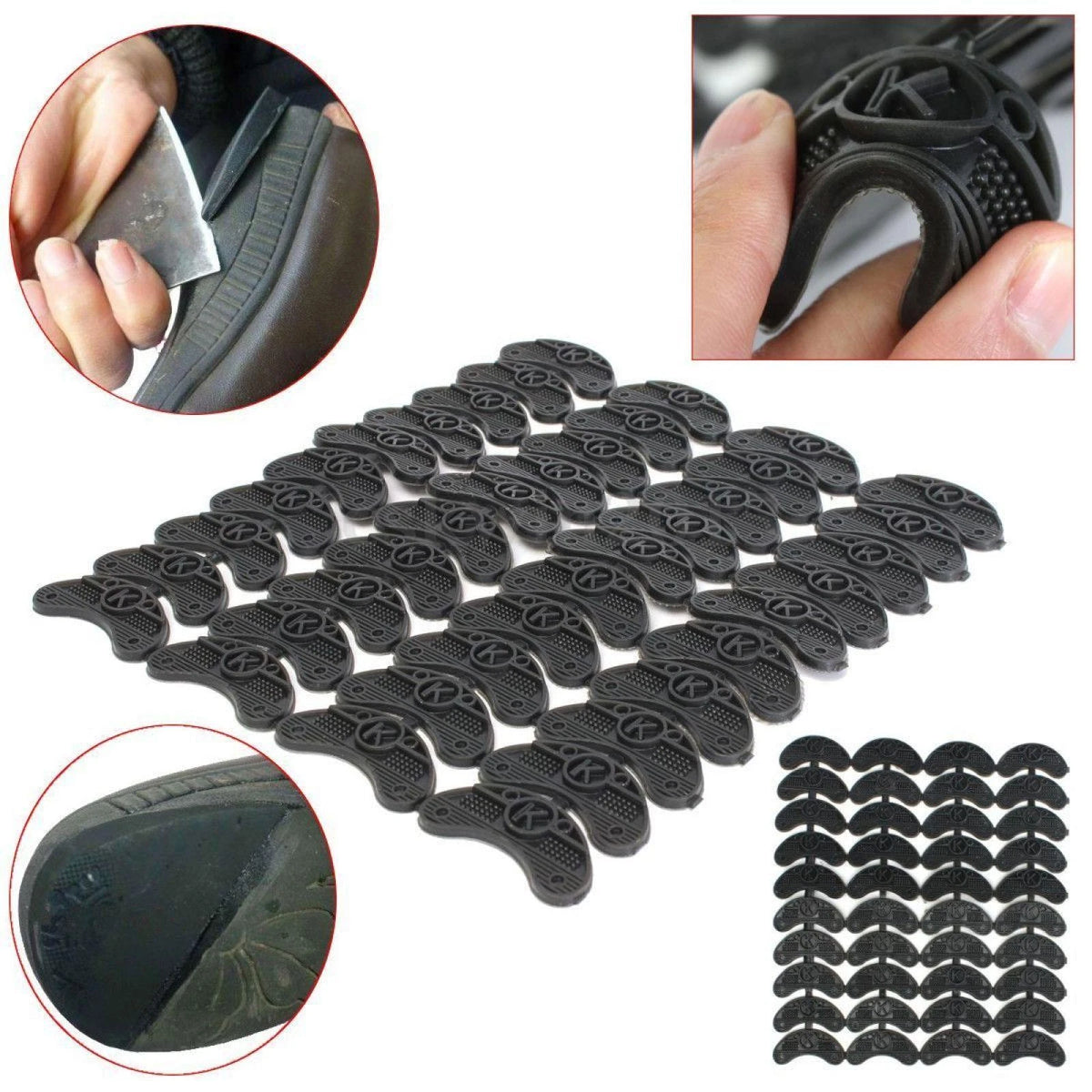 20PCS 10-Pair Rubber Heel Savers Toe Plates Taps DIY Shoe Repair Pads 50*20*3mm