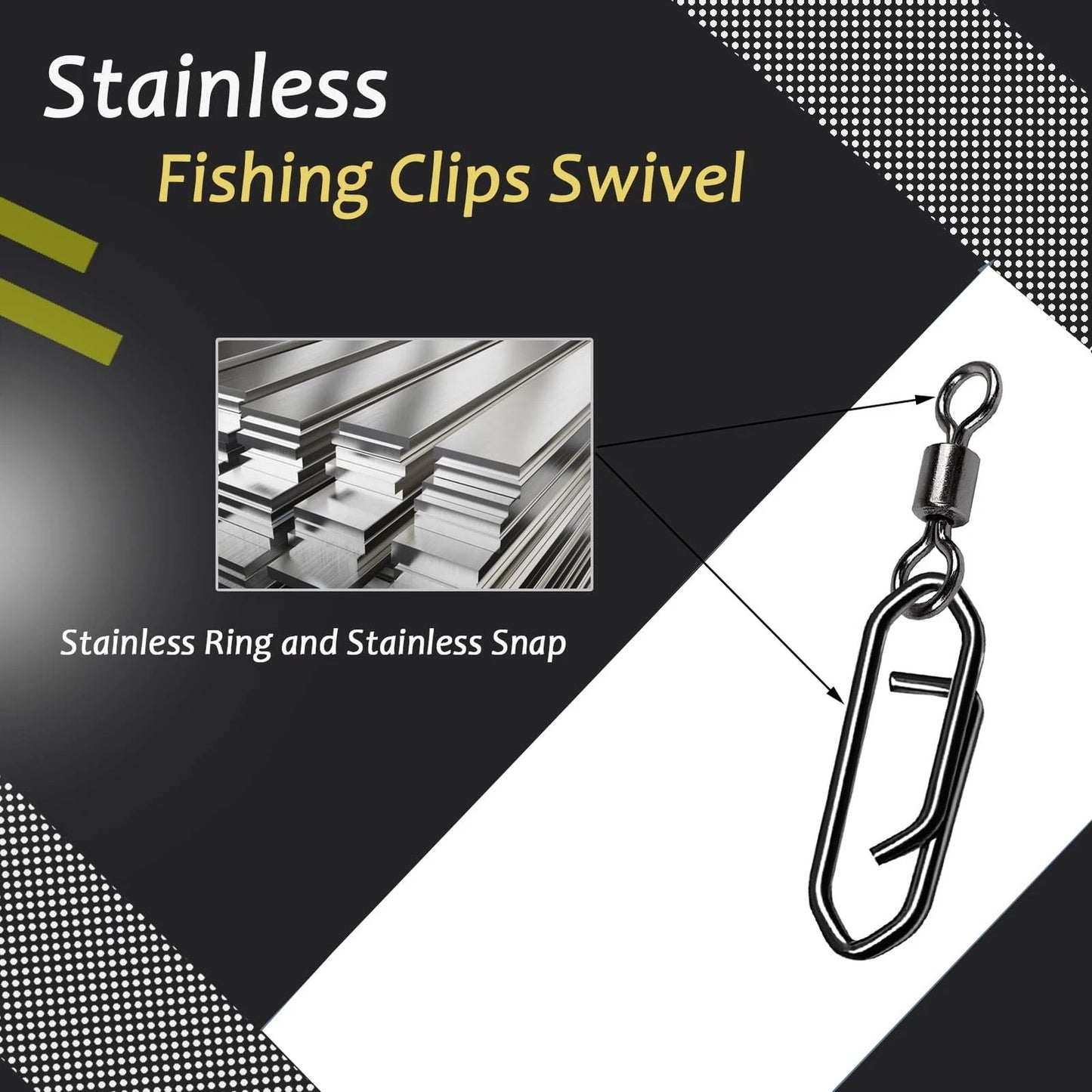Atibin High Strength Fishing Clips Swivel Freshwater Size 7+S (26lb) 50 pcs