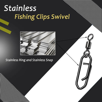 Atibin High Strength Fishing Clips Swivel Freshwater Size 7+S (26lb) 50 pcs