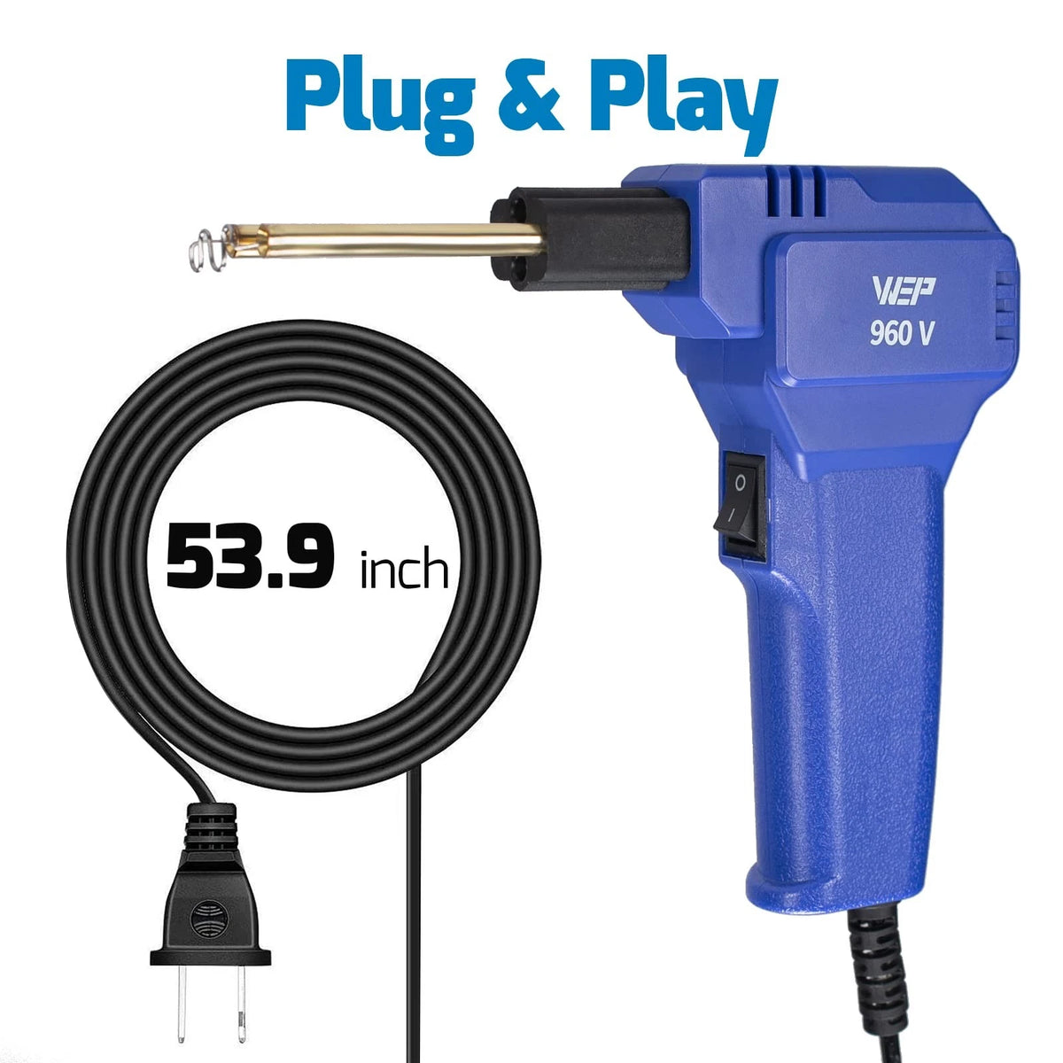 WEP 960-V Plastic Welder Kit 110V with LED Lights 200 Hot Staples Blue