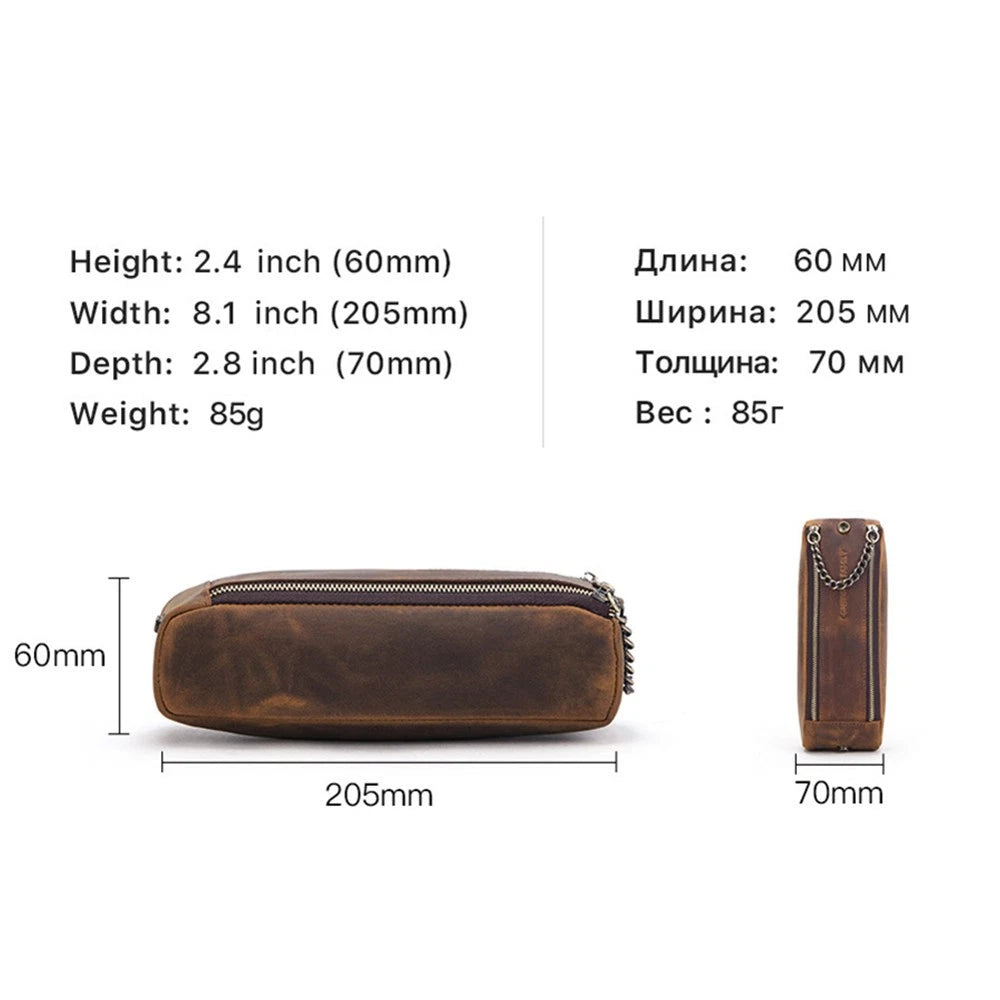 Leather Retro Style Cowhide Pen Case School Stationary Pen Pencil Pouch Bag