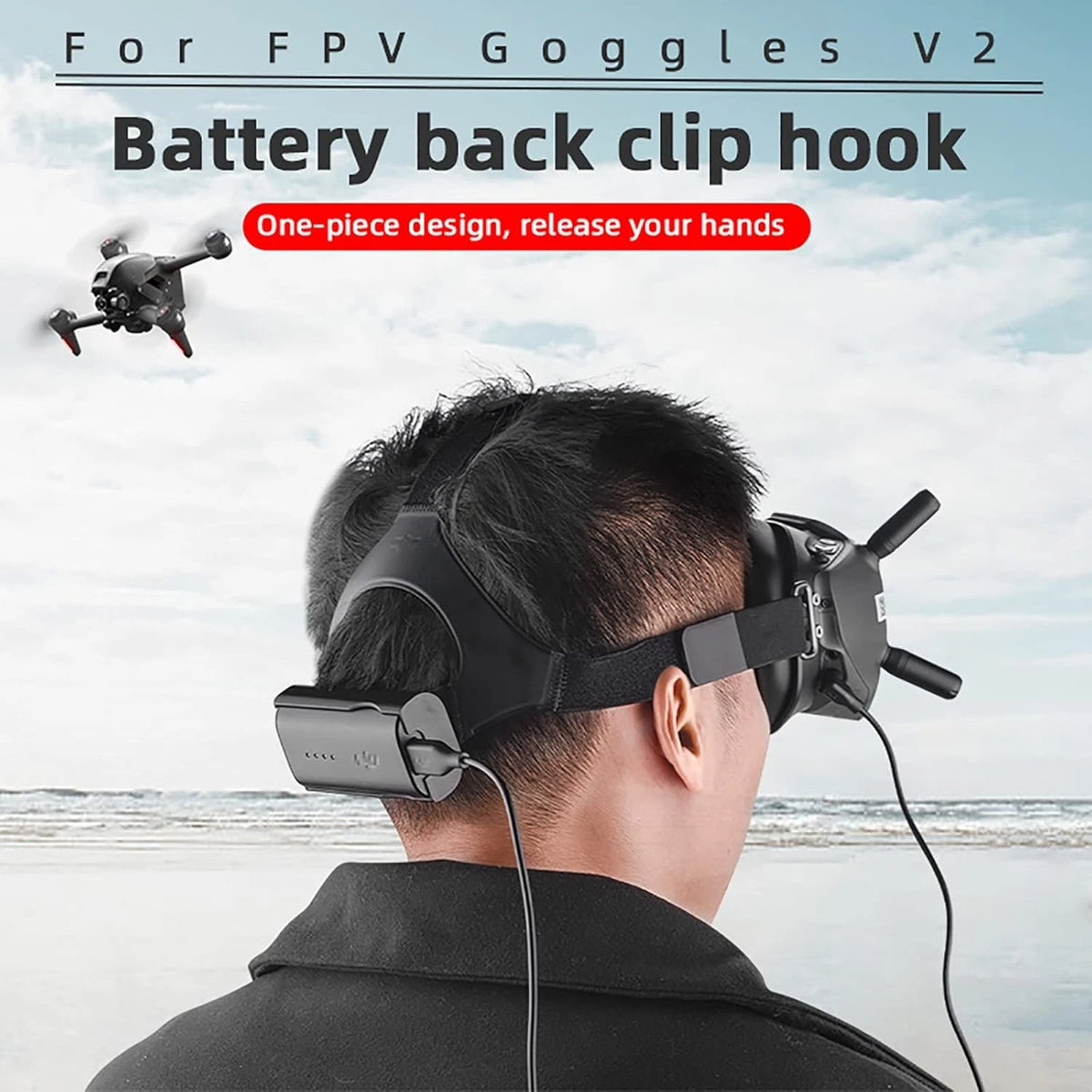 Battery Holder Clip for DJI FPV Goggles v2 / Avata 2 Black