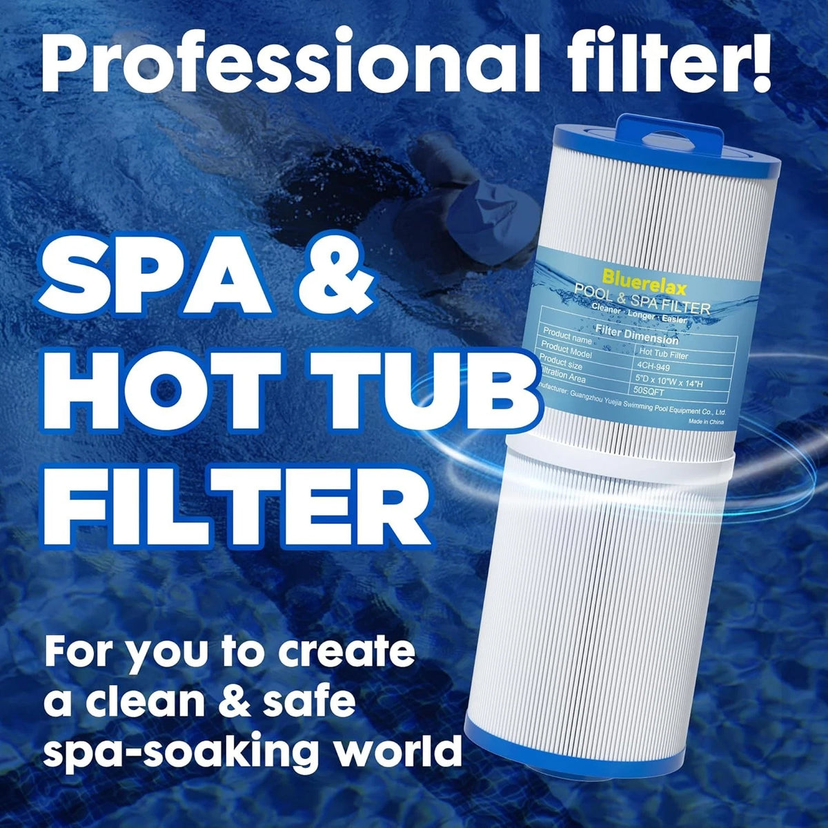 Hot Tub Filter Cartridge Replacement with Unicel 4CH-949 Filbur FC-0172 (1 PC)