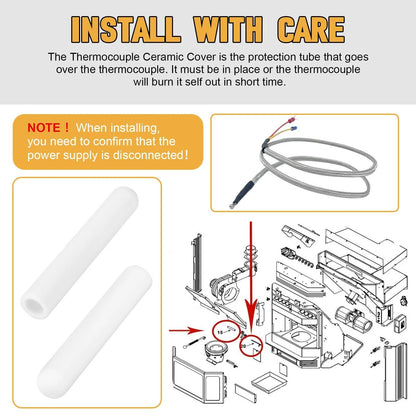 Thermocouple Ceramic Protection Cover Replacement for 2 3/16" long, White