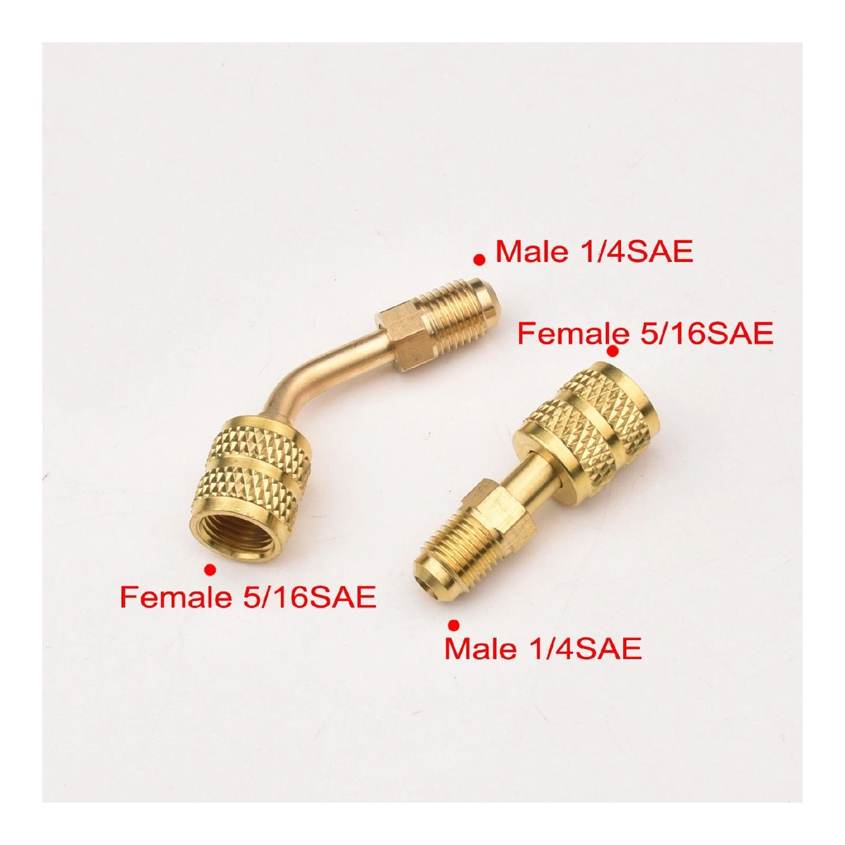 Straight & 45° Adapter Set R410A 5/16 to 1/4 SAE Brass for Air Conditioner