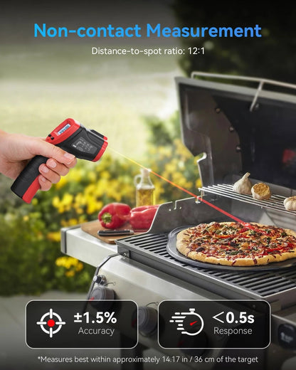 Wintact Infrared Thermometer, Digital Surface Temperature Gun small, Red+Gray