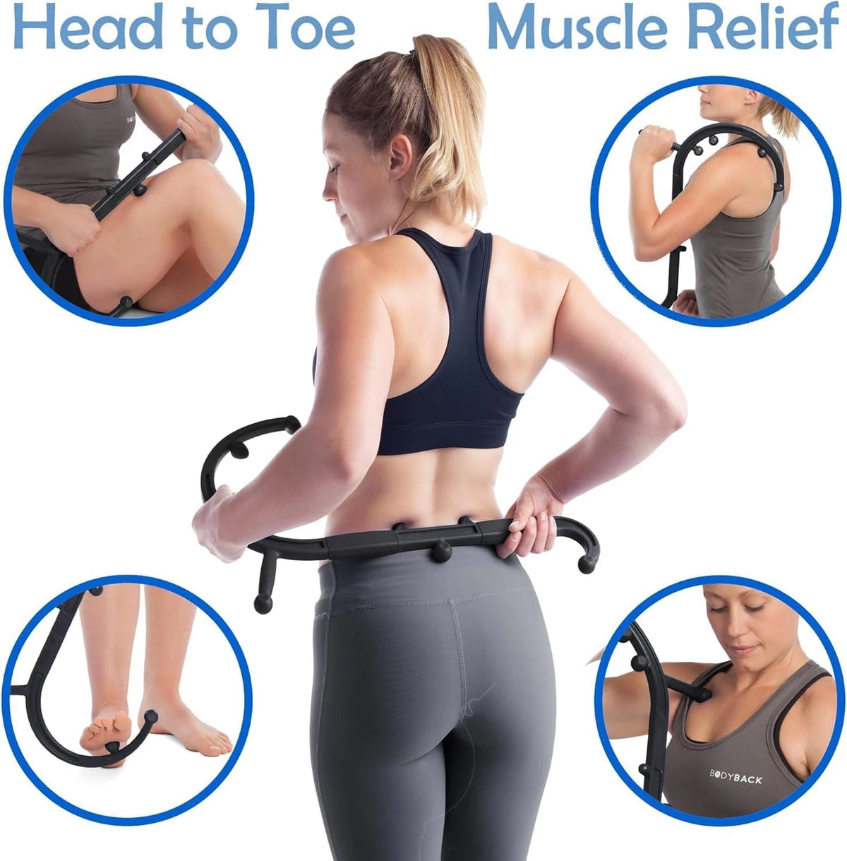 Body Back Buddy Classic USA Made Handheld Massage Cane - Full Classic, Black