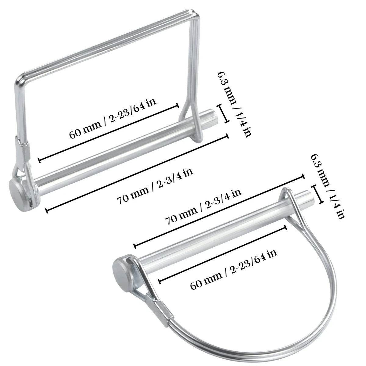 Pinailer Pack of 10 Trailer Pin – 2-3/4" x 1/4" (L x W) – 1/4 Inches, Silver