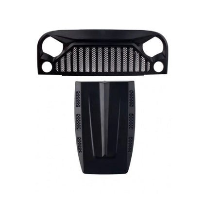 Plastic Hood& Front Air Inlet Grille Cover For Jeep Wrangler Rubicon 1:10RC Car
