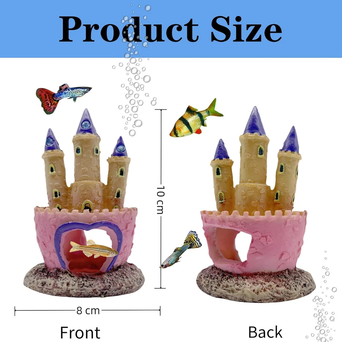 Small Cartoon Aquarium Castle Decor, Fish Tank Fairy Pink Hide