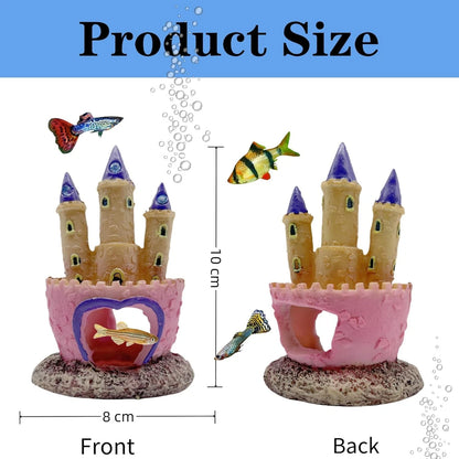 Small Cartoon Aquarium Castle Decor, Fish Tank Fairy Pink Hide