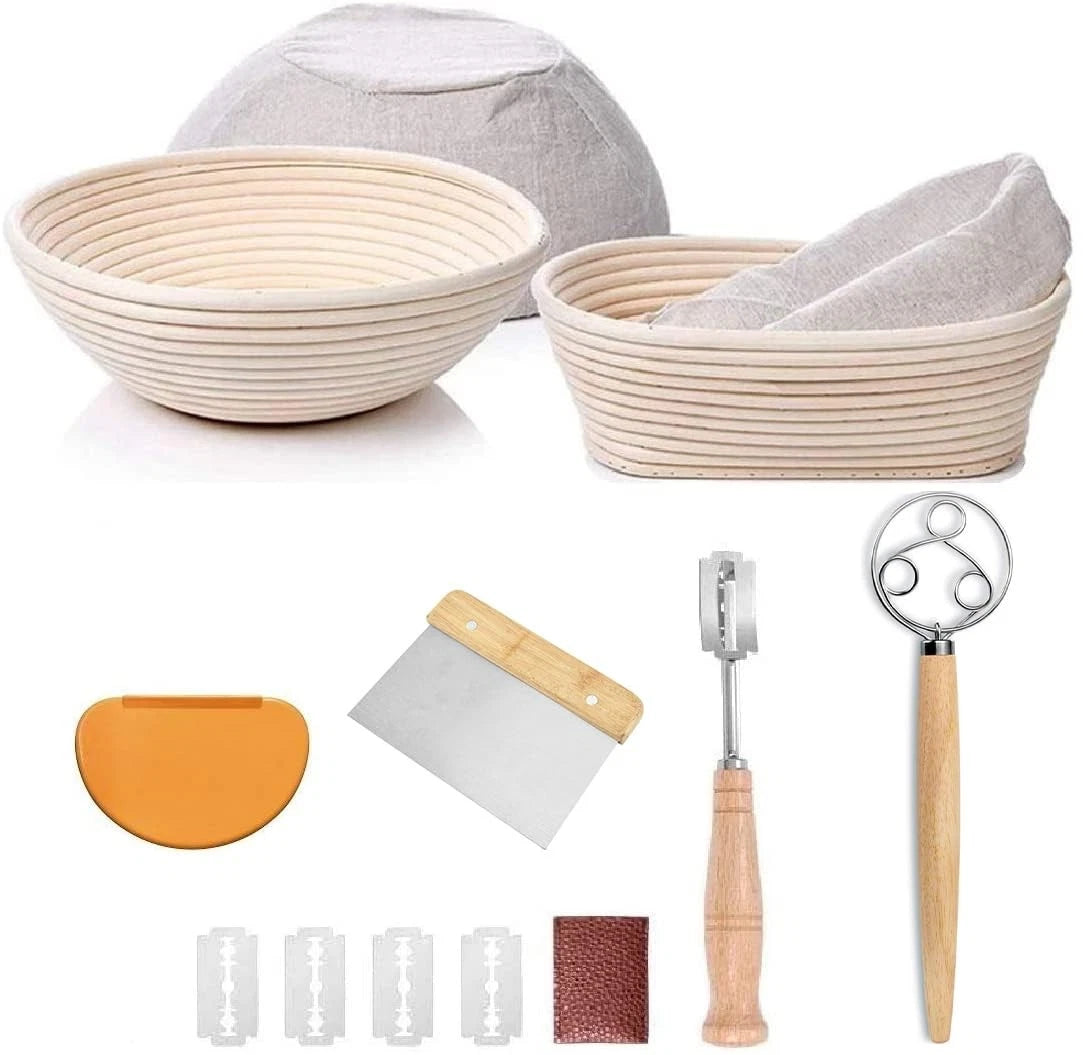 YAANI Sourdough Starter Kit, 9 Inch Round + 10 Oval + Tools