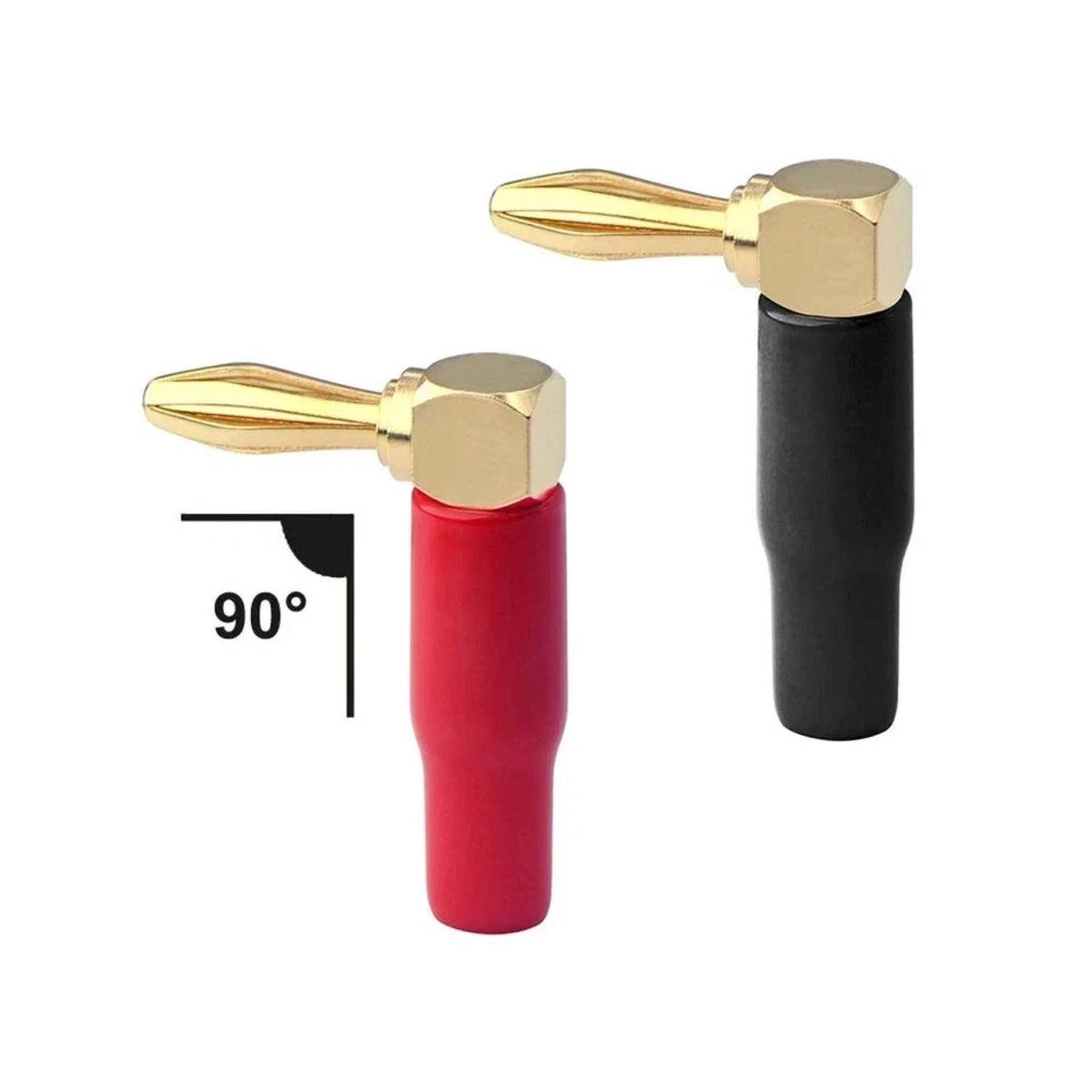 8x 90 Deg Banana Plugs Gold Plated Copper Dual Screw Solderless 10-18AWG Speaker