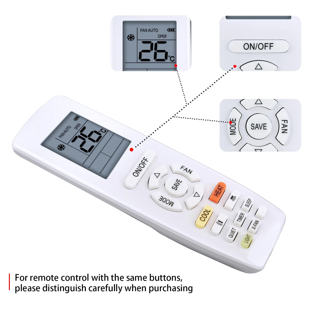Replacement Remote Control For Gree YAPOF1 YAP1FB2F YAPOF3 Air Conditioner