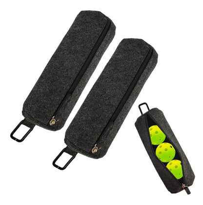 nsgglecher 2Pcs Pickleballs Holder Bag with Metal Hook, Small to Medium, Grey